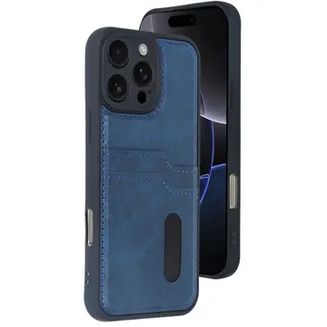 İphone 16 Pro Kılıf Sara Kartvizitli Deri Kılıf - Lacivert
