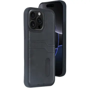 İphone 14 Pro Max Kılıf Sara Kartvizitli Deri Kılıf - Siyah