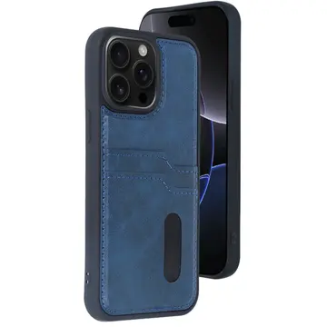 İphone 14 Pro Max Kılıf Sara Kartvizitli Deri Kılıf - Lacivert