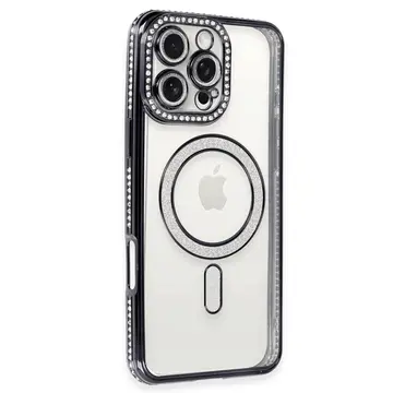 İphone 16 Pro Max Kılıf Joke Simli Magneticsafe Kılıf - Gri
