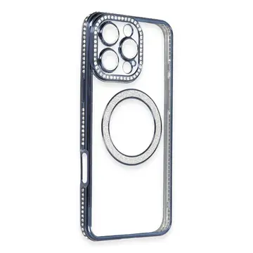 İphone 16 Pro Max Kılıf Joke Simli Magneticsafe Kılıf - Lacivert