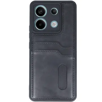 Xiaomi Redmi Note 13 Pro 4g Kılıf Sara Kartvizitli Deri Kılıf - Siyah