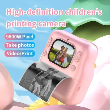 Dijital Fotoğraf Çıkaran Video Kaydedici Taşınabilir Anında Baskı Çıkaran Çocuk Kamerası  Pembe