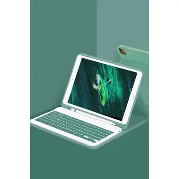 İpad Pro 11 (2022) Kılıf Kc01 Smart Klavyeli Tablet Kılıfı - Koyu Yeşil