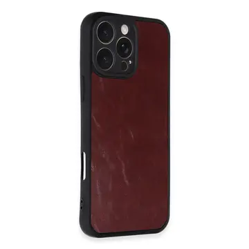 İphone 16 Pro Max Kılıf Aras Deri Kapak - Bordo