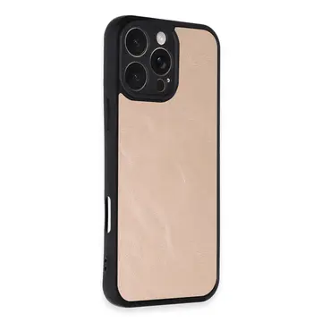 İphone 16 Pro Max Kılıf Aras Deri Kapak - Pudra