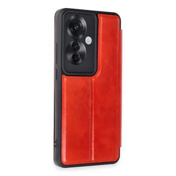 Oppo Reno 11f Kılıf Flip Cover - Kırmızı