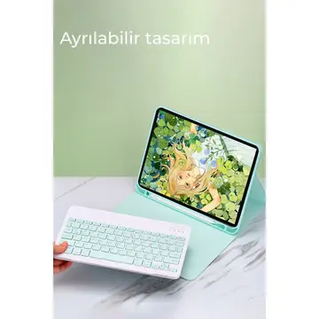 İpad Pro 12.9 (2022) Kılıf Kc01 Smart Klavyeli Tablet Kılıfı - Pembe