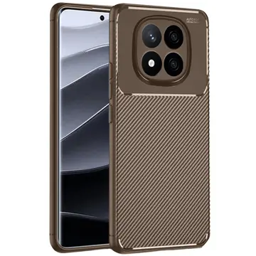 Xiaomi Redmi Note 14 Pro 4g Kılıf Auto Focus Karbon Kapak - Kahverengi