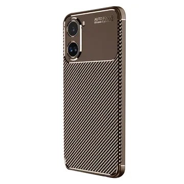 Xiaomi Poco X7 Pro Kılıf Auto Focus Karbon Kapak - Kahverengi