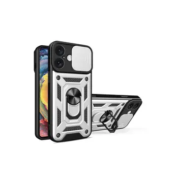 İphone 16 Kılıf Pars Lens Yüzüklü Silikon - Gümüş