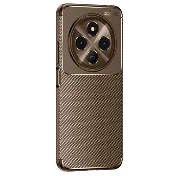 Tecno Spark 30c Kılıf Auto Focus Karbon Kapak - Kahverengi