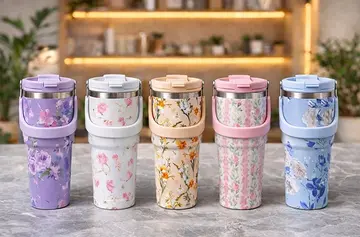 900 Ml Taşıma Kulplu Paslanmaz Çelik Termos Mug - Vakumlu Isı Yalıtımlı Bardak