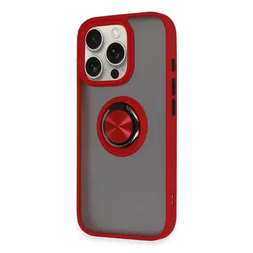 İphone 16 Pro Kılıf Montreal Yüzüklü Silikon Kapak - Kırmızı