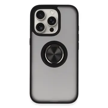 İphone 16 Pro Max Kılıf Montreal Yüzüklü Silikon Kapak - Siyah