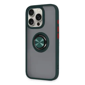İphone 16 Pro Max Kılıf Montreal Yüzüklü Silikon Kapak - Yeşil