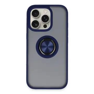 İphone 16 Pro Max Kılıf Montreal Yüzüklü Silikon Kapak - Lacivert