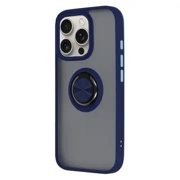 İphone 16 Pro Max Kılıf Montreal Yüzüklü Silikon Kapak - Lacivert
