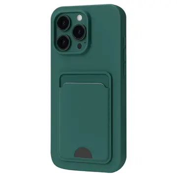 İphone 16 Pro Kılıf Kelvin Kartvizitli Silikon - Koyu Yeşil