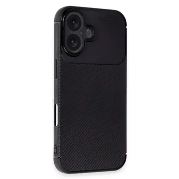 İphone 16 Kılıf Auto Focus Karbon Kapak - Siyah