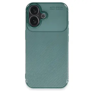 İphone 16 Kılıf Auto Focus Karbon Kapak - Koyu Yeşil