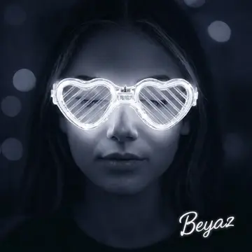 Beyaz Led Işıklı Kalp Gözlük – 3 Modlu Parti  Glow Gözlüğü