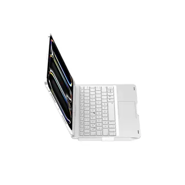 İpad Pro 11 (2024) F11 Ats Kılıf Magic Dönen Klavyeli Tablet Kılıf - Gümüş