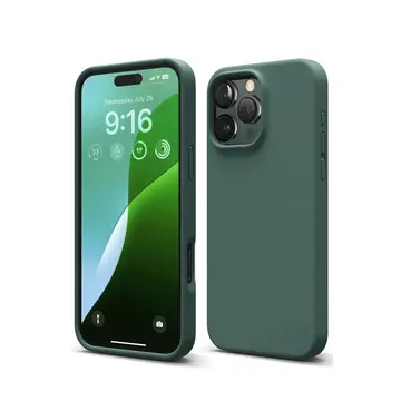 İphone 16 Pro Kılıf Nano İçi Kadife Silikon - Koyu Yeşil