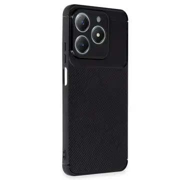 Realme C61 Kılıf Auto Focus Karbon Kapak - Siyah