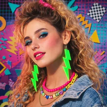 80’ler 9039lar Retro Neon Yeşil Şimşek Küpe 10 Cm