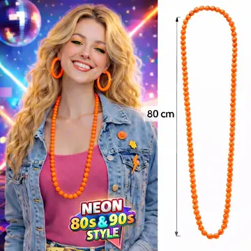 Neon Sarı Boncuk Kolye 80 Cm – Retro 80’ler 90’lar Parti Aksesuarı