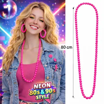 Neon Sarı Boncuk Kolye 80 Cm – Retro 80’ler 90’lar Parti Aksesuarı