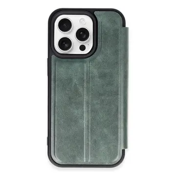 İphone 14 Pro Max Kılıf Flip Cover - Koyu Yeşil
