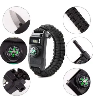 Paracord Dijital Saat Düdük Hayatta Kalma Kamp Bilekliği