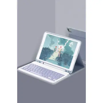 İpad Air 11 (2024) Kılıf Kc01 Smart Klavyeli Tablet Kılıfı - Lacivert