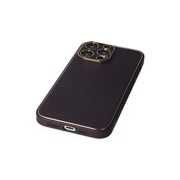 İphone 13 Pro Kılıf Coco Deri Silikon Kapak - Derin Mor