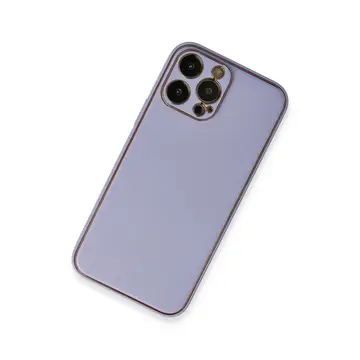 İphone 13 Pro Max Kılıf Coco Deri Silikon Kapak - Açık Lila
