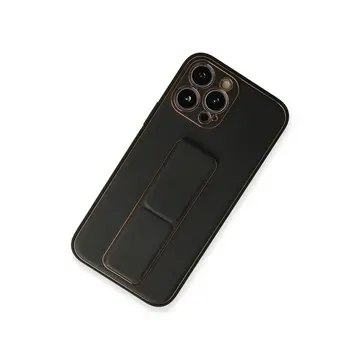 İphone 13 Pro Kılıf Coco Deri Standlı Kapak - Siyah