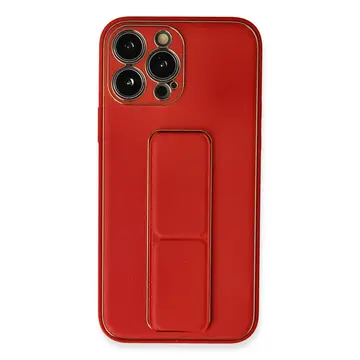 İphone 13 Pro Kılıf Coco Deri Standlı Kapak - Kırmızı