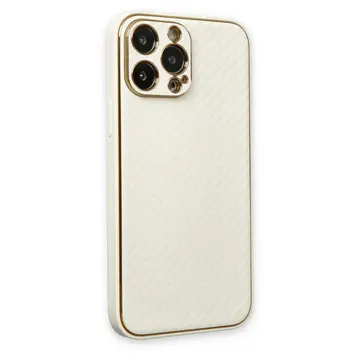 İphone 13 Pro Max Kılıf Coco Karbon Silikon - Beyaz