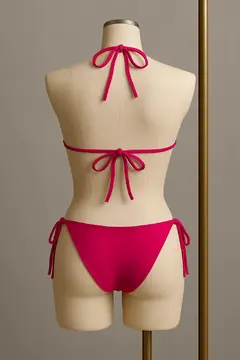 Kadın Fuşya Yandan Bağlamalı Bikini Mayo Takımı