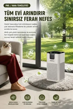 EZERE PureAir Akıllı Hava Temizleyici HEPA Filtreli Negatif İyon Hava Arıtıcı