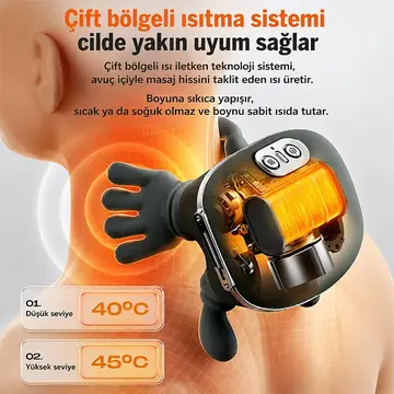 EZERE RelaxBuddy Pro OvmalıIsıtıcılı İnsan Eli Şeklinde Şarjlı Boyun Masaj Aleti