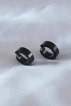 Çelik Siyah Renk Sıkıştırmalı Erkek Küpe 5886