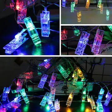 Gd972 Şerit Pilli Aydınlatma 2 Metre 10 Adet Rgb Mandal Led