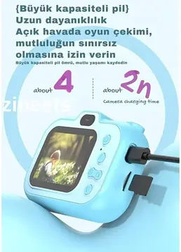 Dijital Fotoğraf Makinesi Çocuk Mini 1080p Hd Kamera Selfie Tripotlu Ön Arka Kamera