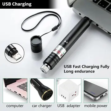 Fithome 100mw Desen Başlıklı Usb Şarjlı Yeşil Lazer Pointer