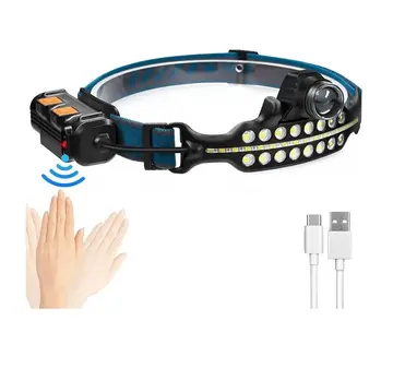 Fithome W690 7 Aydınlatma Modlu Xpe Cob  Led Sensörlü Dahili Pilli Usb Şarj Edilebilir Kafa Feneri