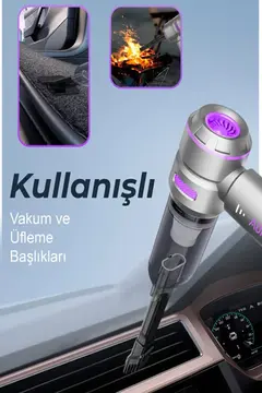 Kablosuz Taşınabilir Araç İçi El Süpürgesi 17000pa Güçlü Vakum 4’ü 1 Arada Çok Amaçlı Temizlik