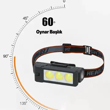Gold Silver Gs-225 3 Led Usb Şarjlı Çok Fonksiyonlu Kafa Feneri